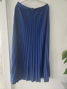 Women's Pleated Midi Skirt in Deep Blue